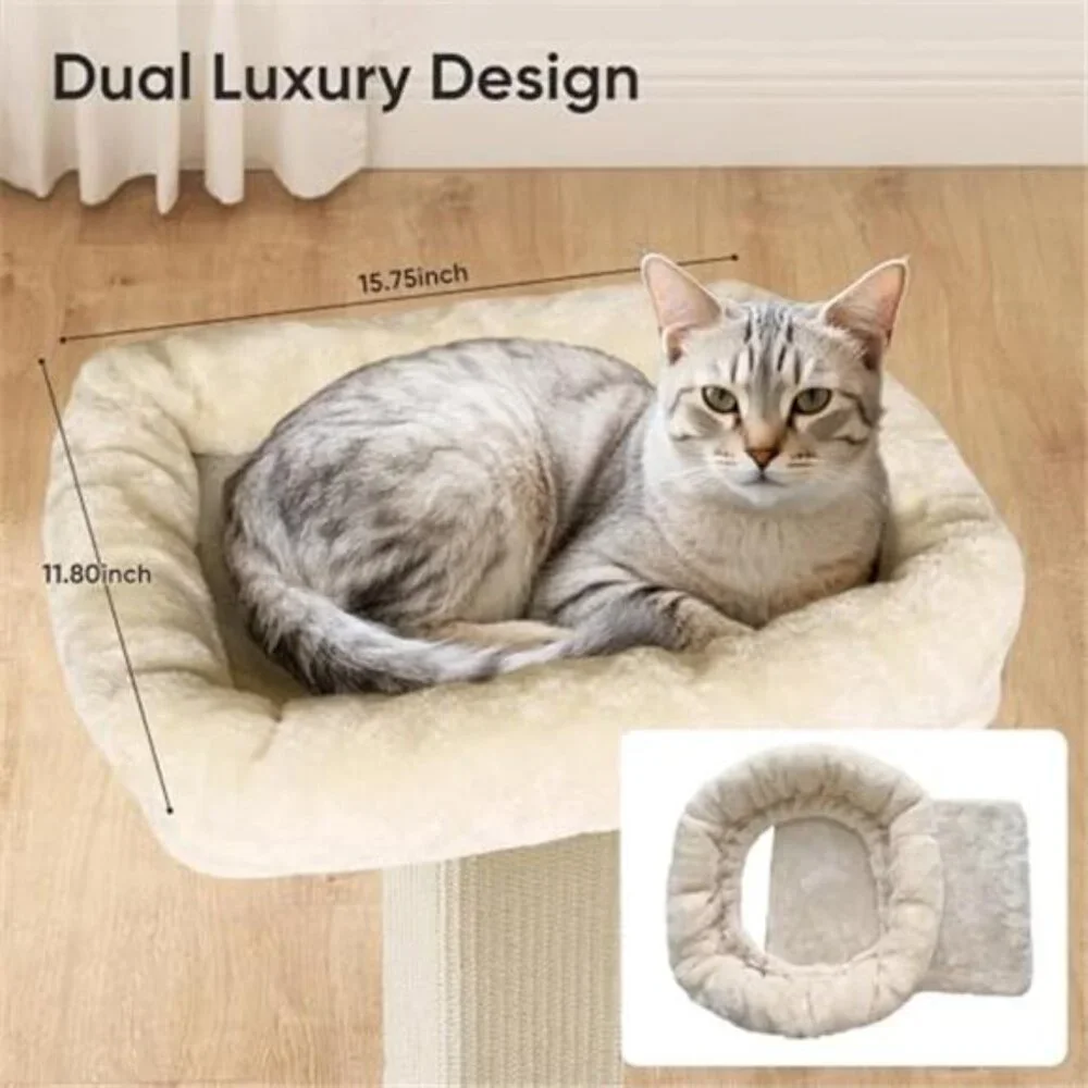 Cat Scratching Post 32 Inch Cat Tree with Elevated Bed Sisal Carpet Indoor